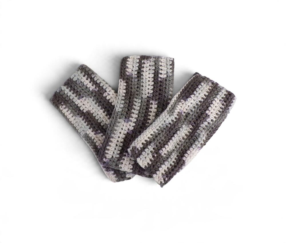 (3) Handmade Crocheted Dishcloths Washcloths 100% Cotton Pepper Ombre Grays